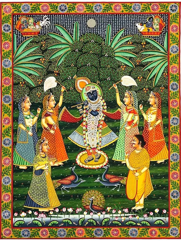 Lord Shrinathji Pichwai Painting on Cotton by Dheeraj Munot