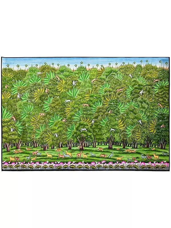 Dheeraj Munot's Pichhwai Art: Lush Forest with Animals