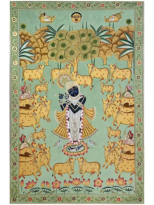 Pichwai Painting of Shrinathji by Dheeraj Munot | Cotton Artwork