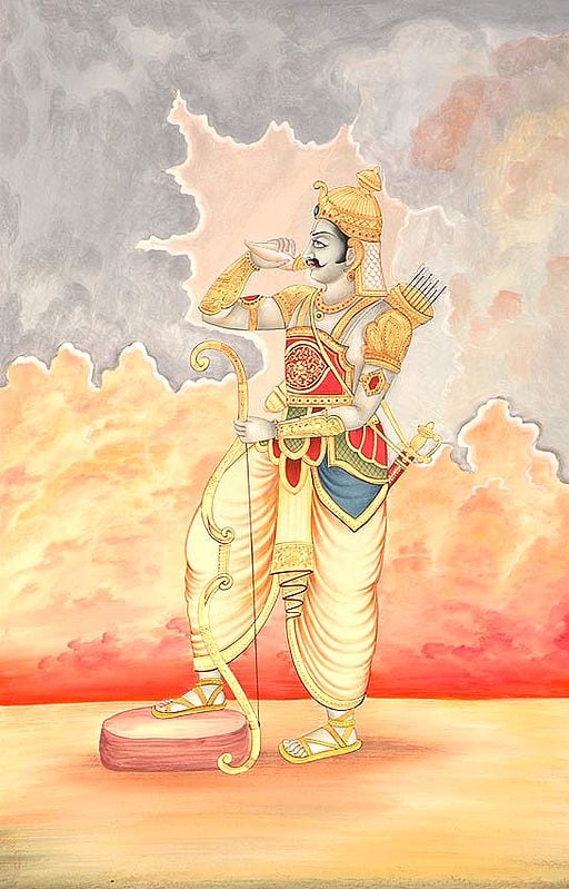 Arjuna Blowing His Conch on the Battlefield of Kurukshtra
