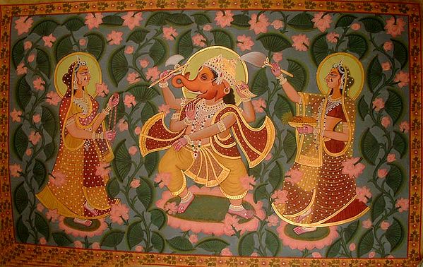 Ganesha with Ridhi and Sidhi