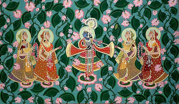 Krishna with Gopis in Lotus-pond