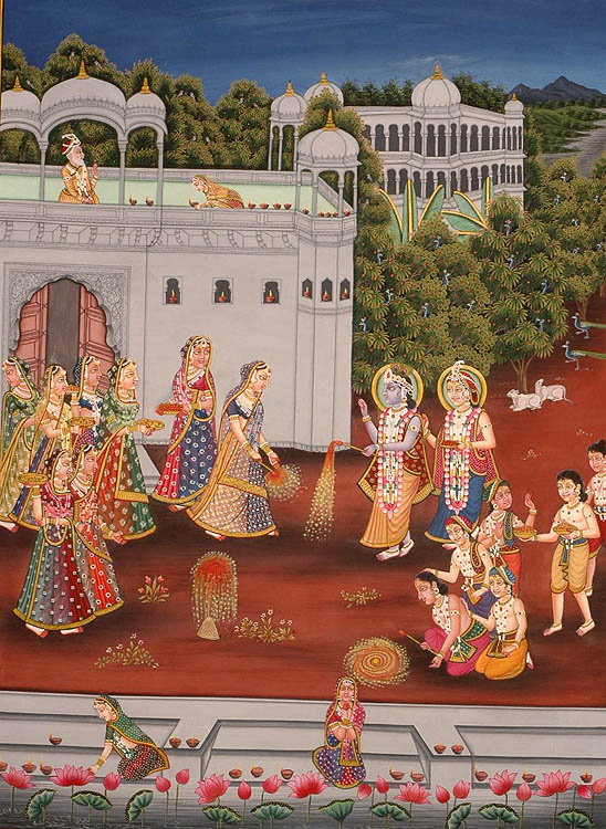 Krishna Celebrates Diwali with His Companions