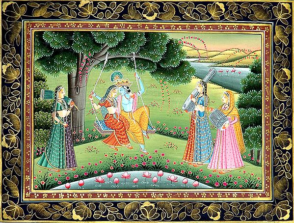Krishna swinging with Radha