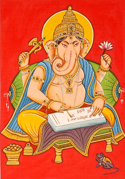 Lord Ganesha Scripting Mahabharata