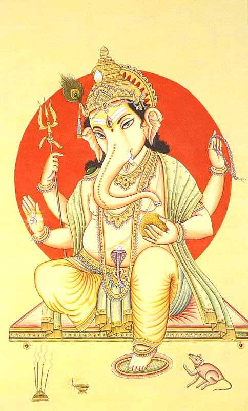 Lord Ganesha with Red Aureole