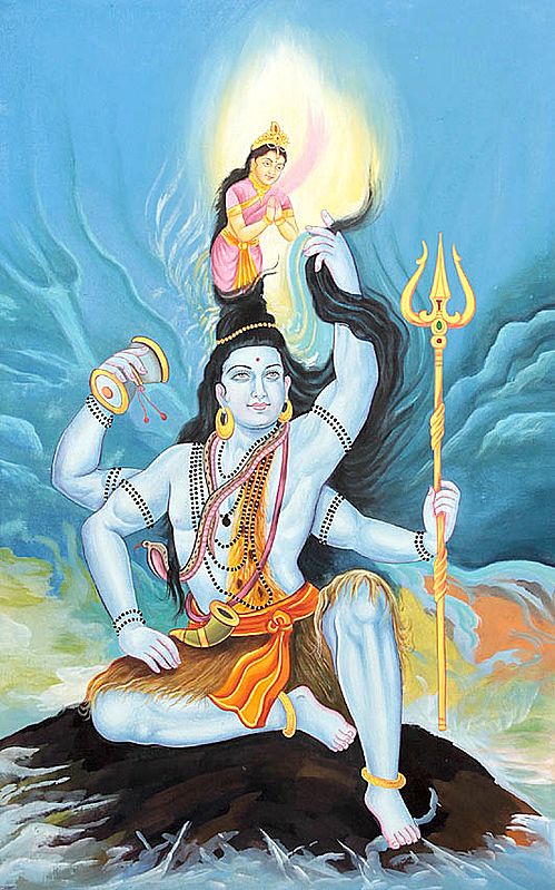 Lord Shiva Holding River Goddess Ganga into His Matted Hair