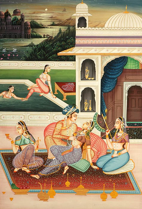 Prince with Five Concubines (Mughal Harem)