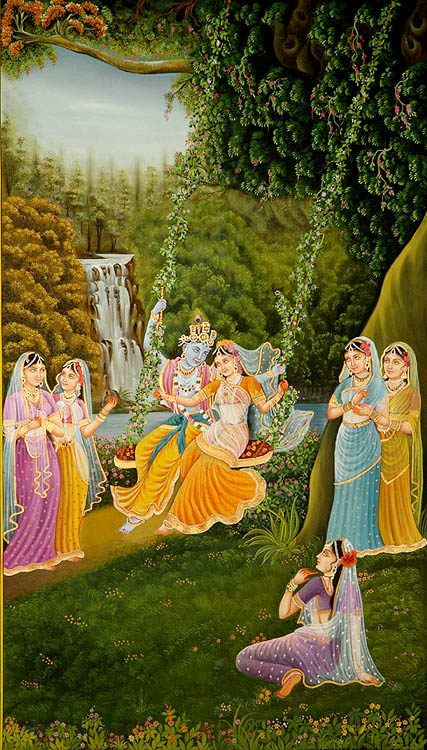 Radha and Krishna Swing Together