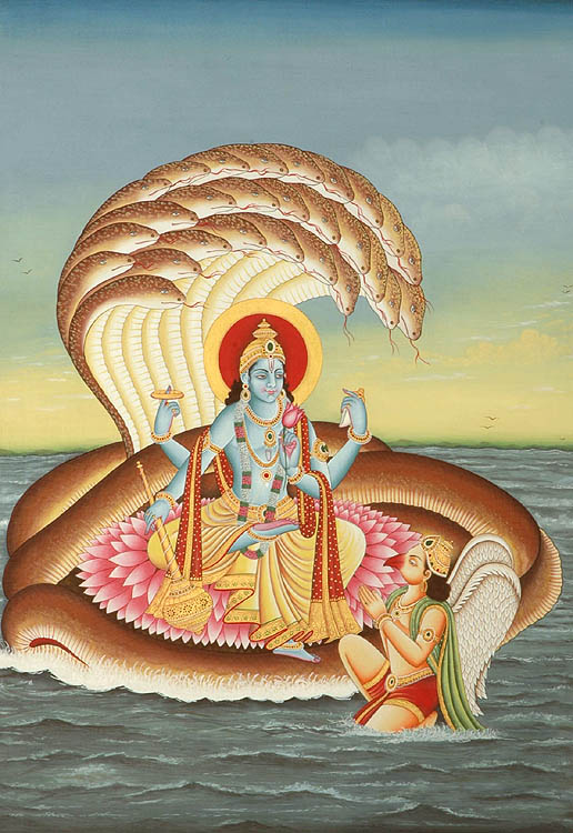 Shri Narayana on Shesha Venerated by Garuda