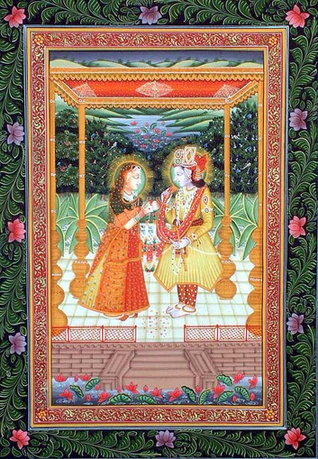 Winning Krishna with Flowers