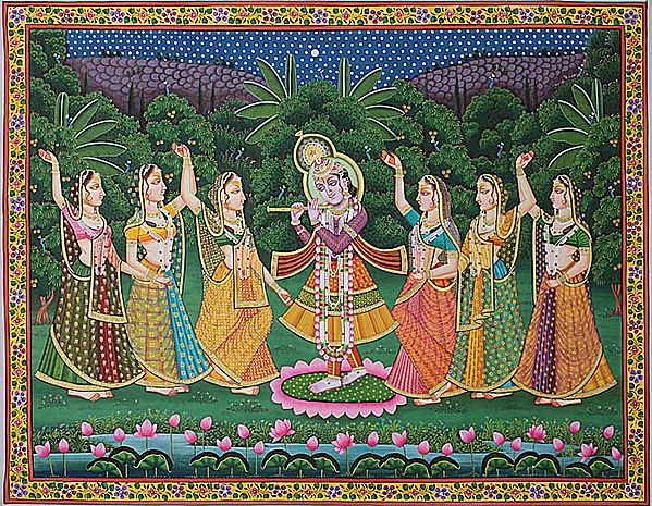 Gopis Celebrate the Presence of Krishna in Vrindavan