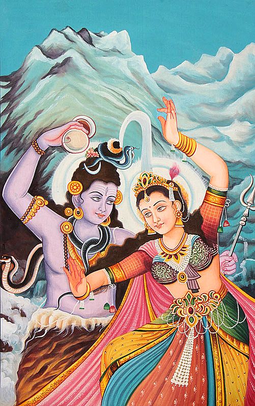 Ash-Smeared Lord Shiva Dancing with Mother Parvati