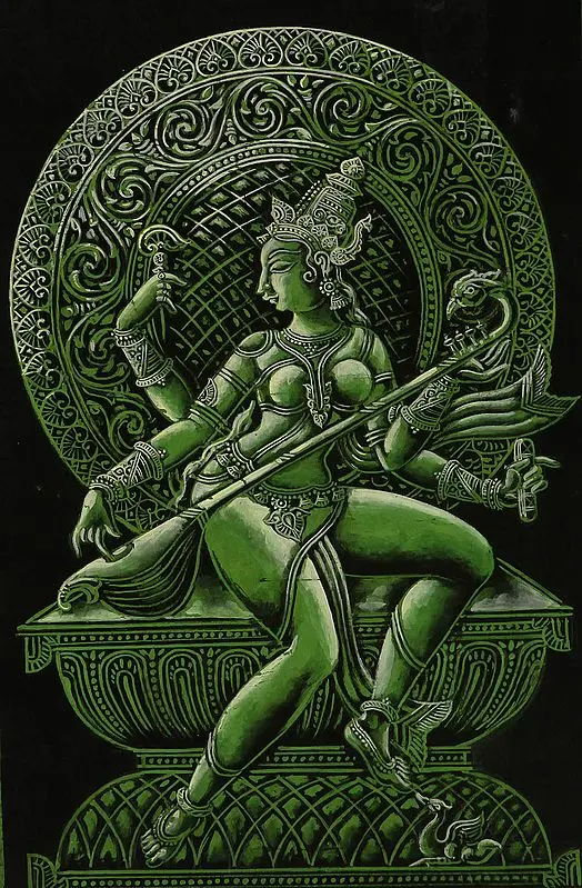 Goddess Saraswati Playing a Veena