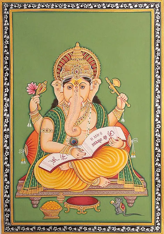 Lord Ganesha Scripting the Mahabharata