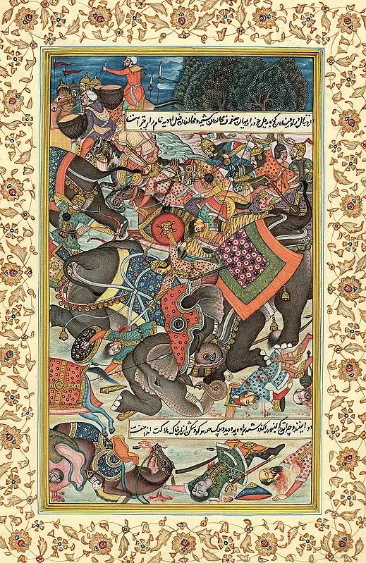 War Elephants Collide in Battle
