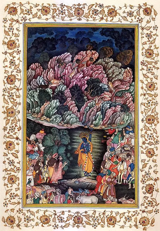 Lord Krishna Lifts Mount Govardhan