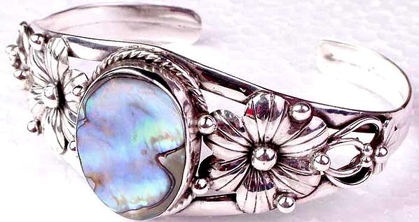 Abalone Bracelet with Twin Flowers