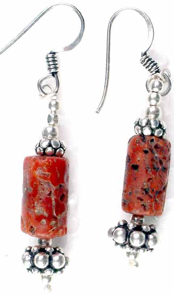 Antiquated Coral Tube Earrings