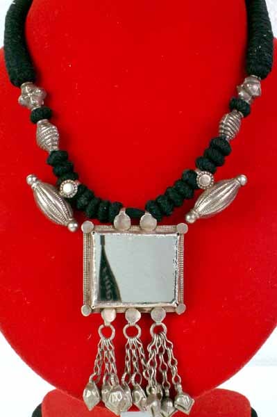 Antiquated Necklace with Looking Glass Pendant