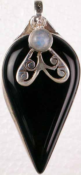 Black Onyx Pendant with Moonstone