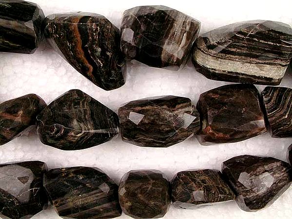 Black Seen Faceted Tumbles