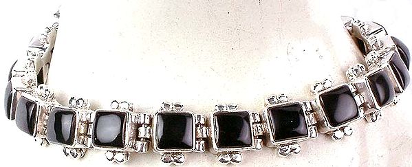 Bracelet of Equal Sized Black Onyx Squares