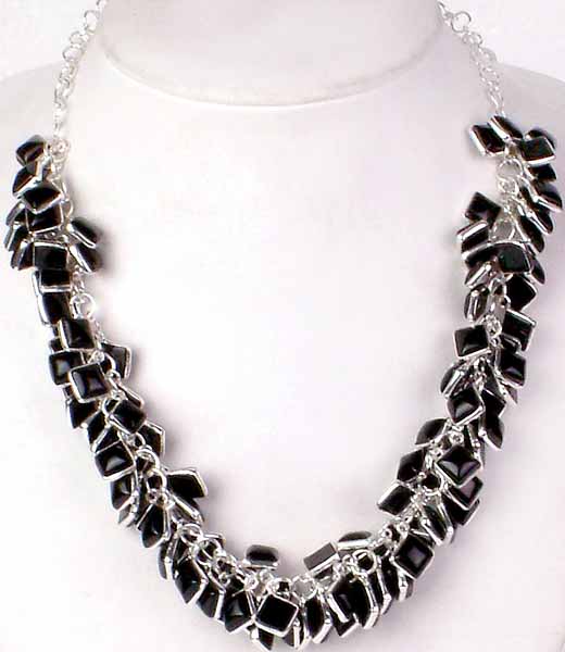 Bunch Necklace of Black Onyx Squares