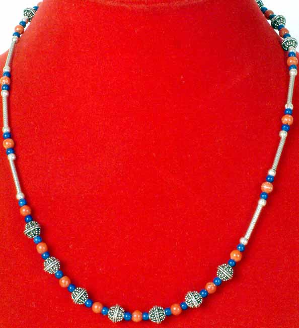 Coral and Lapiz Lazuli Necklace