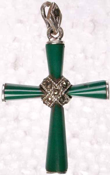 Cross Pendant of Green Onyx