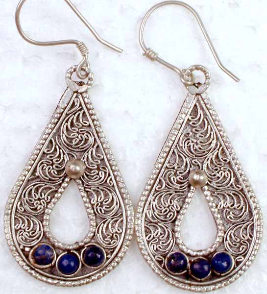 Filigree Earrings of Lapis Lazuli