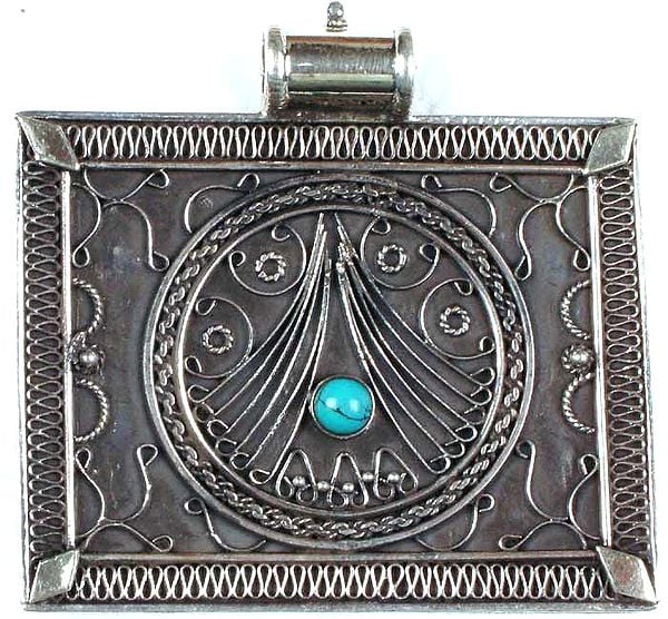 Filigreed Rectangle with Turquoise