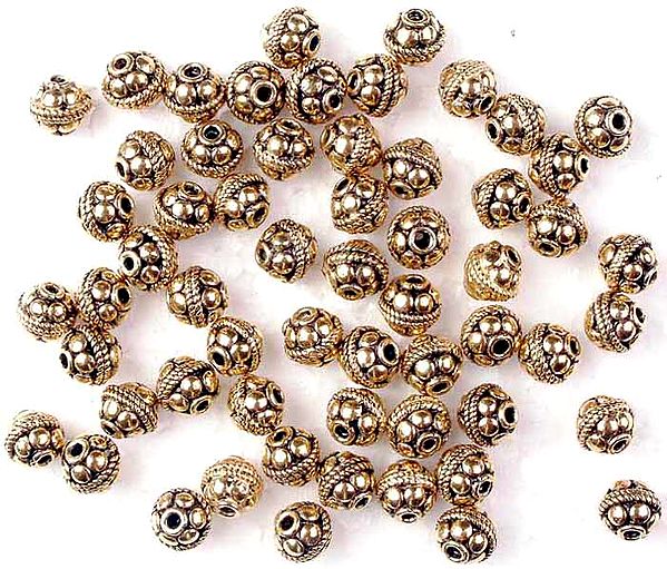 Gold Plated Round Bead with Knotted Rope Seam