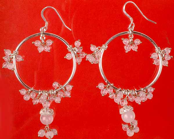Hoop Earrings of Rose Quartz