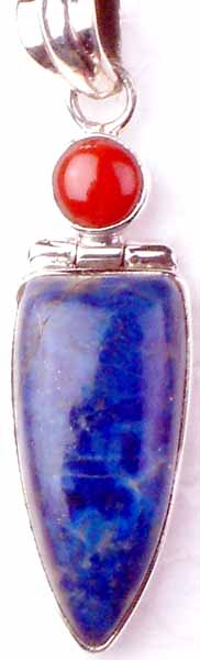Lapis Lazuli and Coral Hinged Pendant