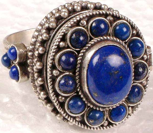 Lapis Lazuli Hinged Box Ring from Nepal