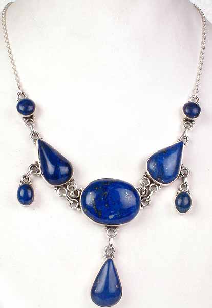 Lapis Lazuli Necklace with Dangling Teardrop