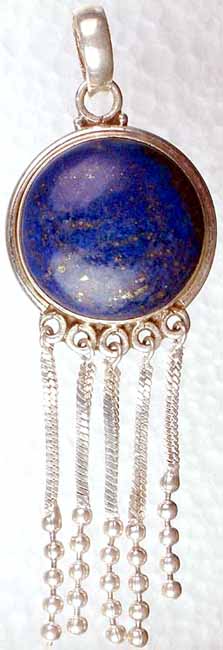 Lapis Lazuli Pendant with Sterling Dangles