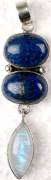 Lapis Lazuli with Dangling Moonstone