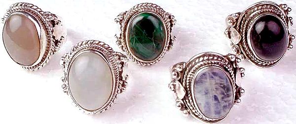 Lot of Five Cabochon Rings