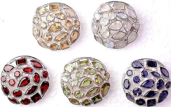 Lot of Five Faceted Gemstone Pendants