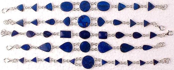 Lot of Five Lapis Lazuli Bracelets