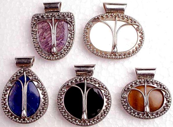 Lot of Five Wire-Wrapped Pendants