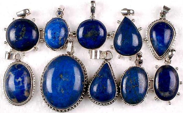 Lot of Ten Lapis Lazuli Pendants
