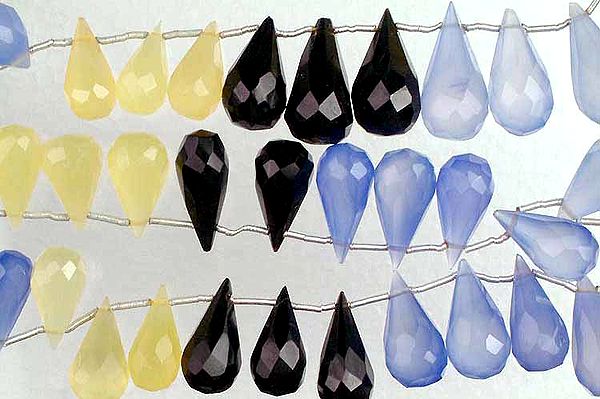 Multi Color Faceted Chalcedony Drops