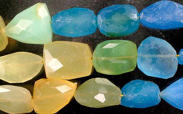 Multi Colored Chalcedony Faceted Tumbles