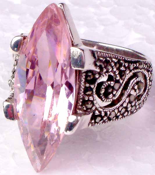 Pink Cubic Zirconia Diamond Ring