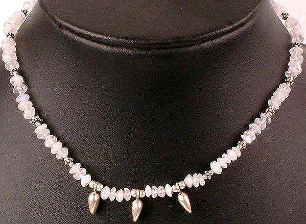 Rainbow Moonstone Rondell Necklace with Soft Spikes
