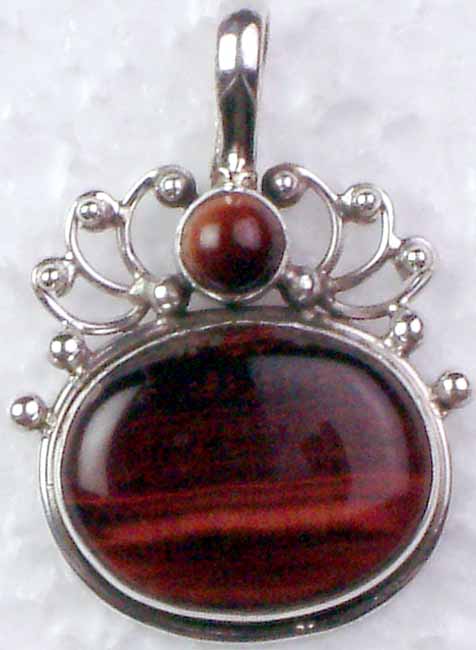 Red Tiger Eye Crown Pendant