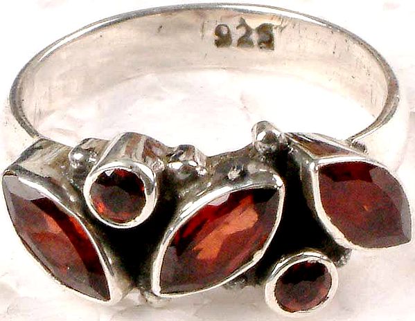 Ring with Faceted Garnet Stones
